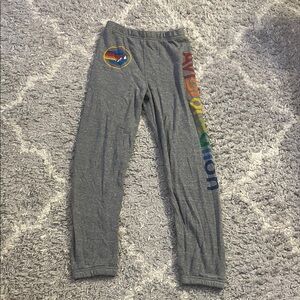 Aviator Nation Gray Sweatpants with Rainbow Patch